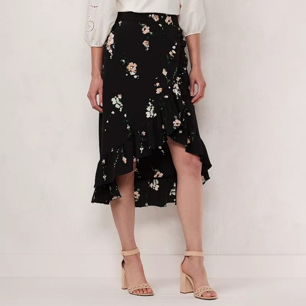 LC Lauren Conrad Floral Wrap Skirt